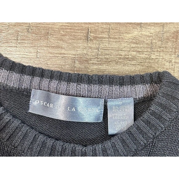 Oscar De La Renta Men’s Size Medium Dark Gray Charcoal Knit Sweater Long Sleeve - Picture 6 of 12